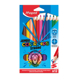 CRAYONS DE COULEUR MAPED STRONG JUMBO X 12 COULEURS LONGUES