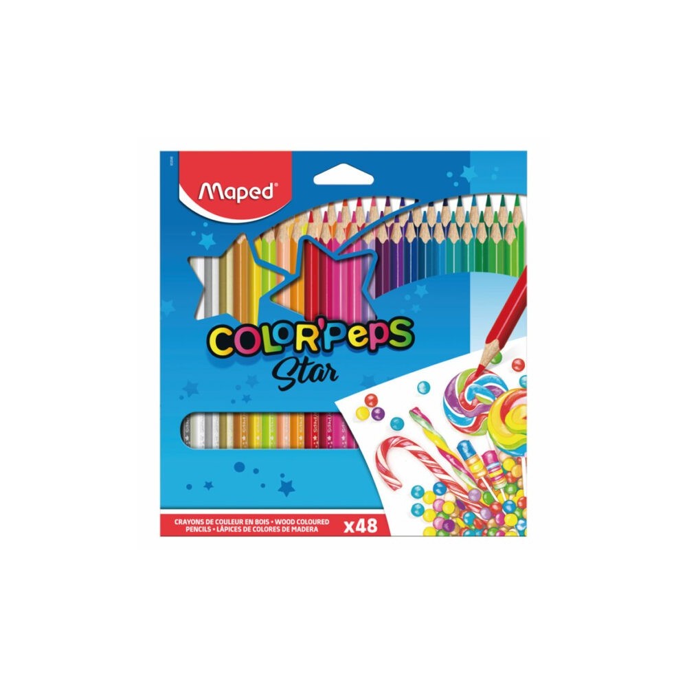 CRAYONS COULEURS COLOR'PEPS STAR DE 48 COULEURS "MAPED"