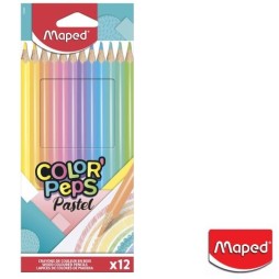 Maped Color'Peps Pastel - 12 Crayons de couleur - couleurs pastels assorties