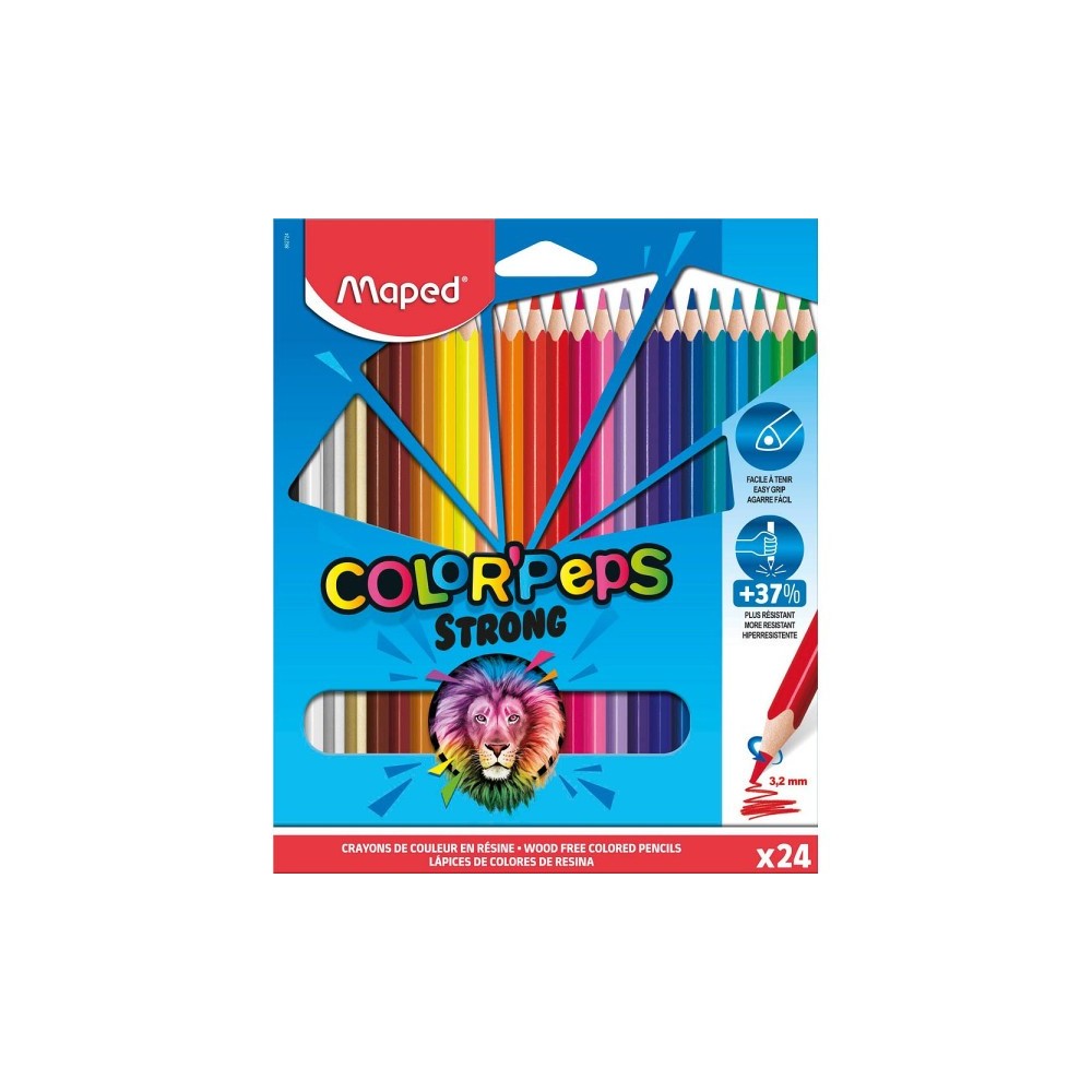 Crayons de couleur MAPED Color'Peps Strong - 24 couleurs