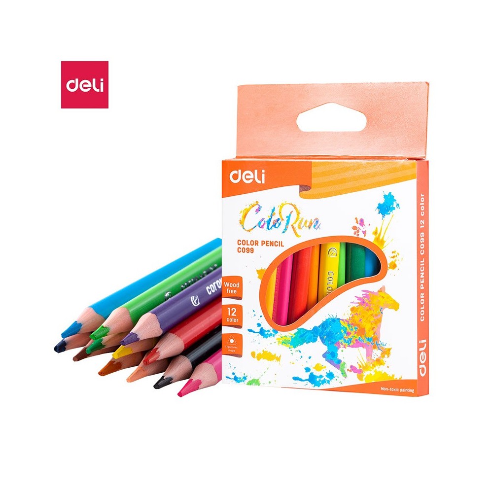 Mini crayons de couleur Deli ColoRun 12 couleurs