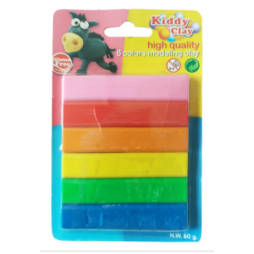 Pâte à modeler Kiddy Clay 6 couleurs, rayures plates