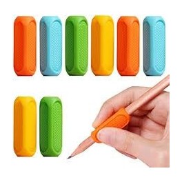 PORTE-STYLO EN SILICONE ERGONOMIQUE COLORÉ POUR ENFANTS (LOT DE 4)