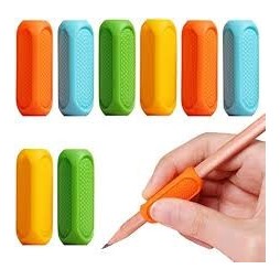 PORTE-STYLO EN SILICONE ERGONOMIQUE COLORÉ POUR ENFANTS (LOT DE 4)