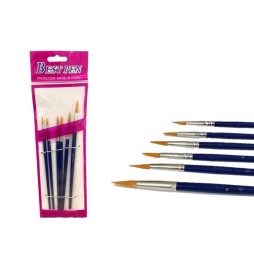 Lot de 6 pinceaux à pointe ronde et plate