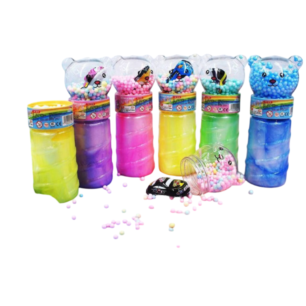 Slime "Ours" en pot avec paillettes et billes, couleurs assorties PENSCHOOL