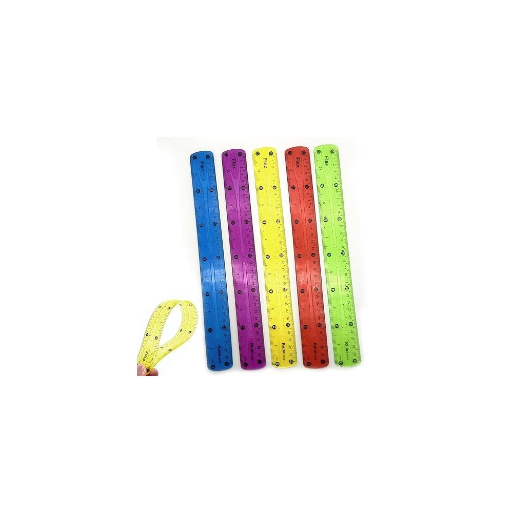 Règle flexible, 30 cm, couleurs variées