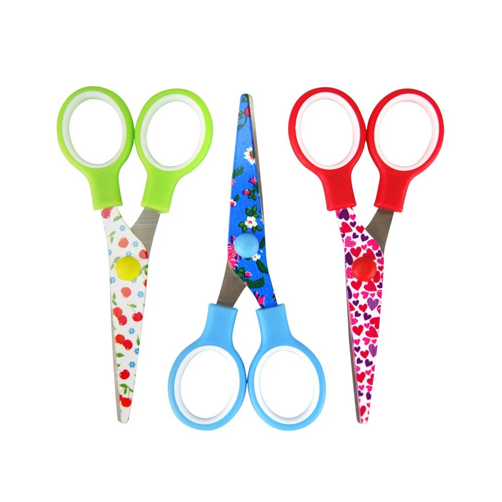 CISEAUX ÉCOLIER COULEURS LAMES DÉCORÉES