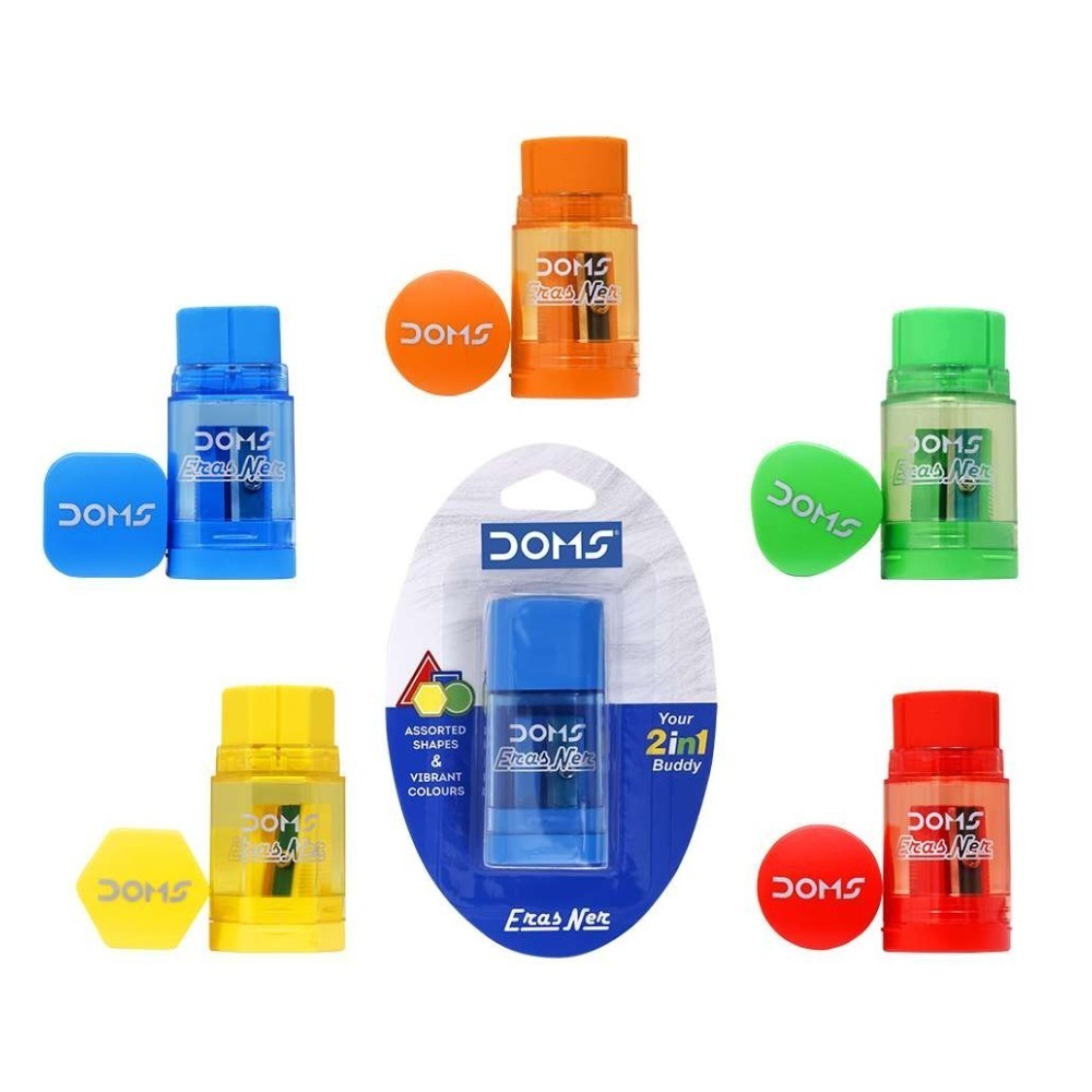 Taille-crayon Doms Eraser avec gomme, couleurs variées