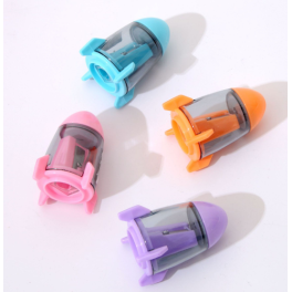 Taille-crayon à trou unique en forme de fusée créative