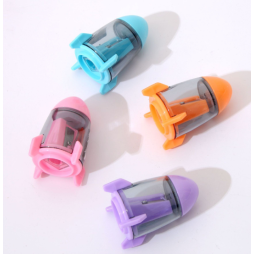 Taille-crayon à trou unique en forme de fusée créative