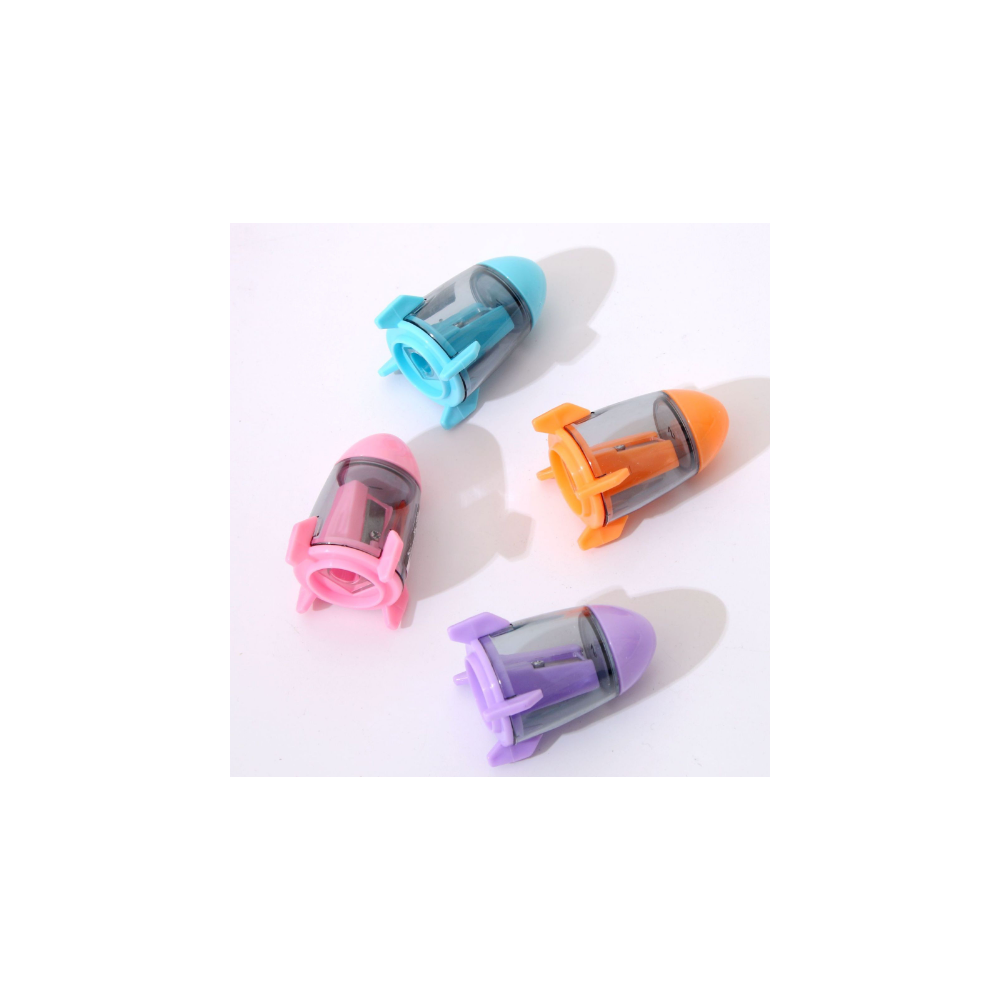 Taille-crayon à trou unique en forme de fusée créative