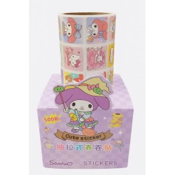 Rouleau d'autocollants esthétiques Hello Kitty/Kuromi/ My Melody/ Pochacco et Cinnamoroll