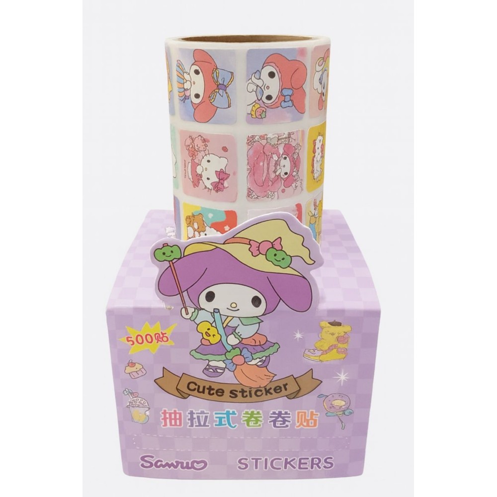 Rouleau d'autocollants esthétiques Hello Kitty/Kuromi/ My Melody/ Pochacco et Cinnamoroll