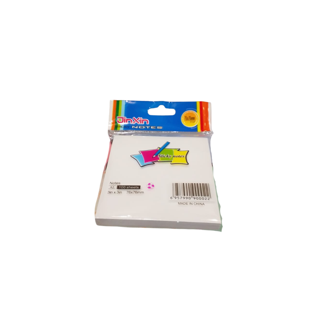 Stick Notes BLANC JINXIN 100 Feuilles 75/75 Mm