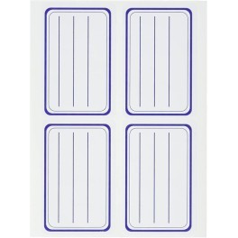 Étiquettes classiques pour cahier à rayures et couverture bleue 50×72 mm 8 étiquettes