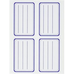 Étiquettes classiques pour cahier à rayures et couverture bleue 50×72 mm 8 étiquettes