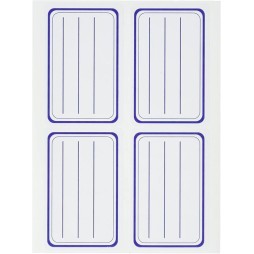 Étiquettes classiques pour cahier à rayures et couverture bleue 50×72 mm 8 étiquettes