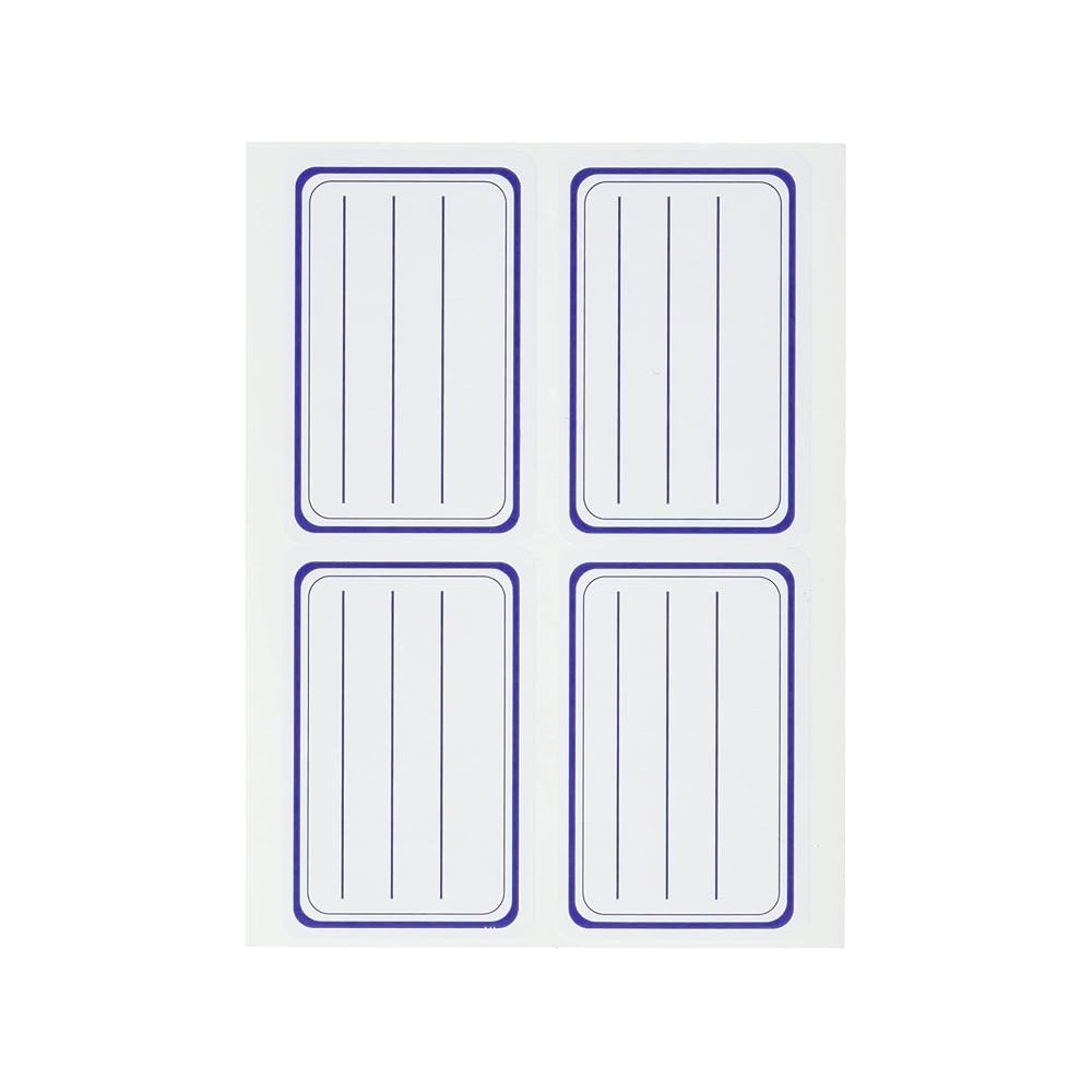 Étiquettes classiques pour cahier à rayures et couverture bleue 50×72 mm 8 étiquettes