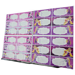 Ensemble d'étiquettes nominatives POUR FILLETTE  comprenant 12 étiquettes 5 POCHETTE