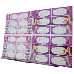 Ensemble d'étiquettes nominatives POUR FILLETTE  comprenant 12 étiquettes 5 POCHETTE