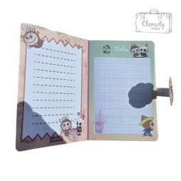Carnet de notes A5 à couverture rigide  et pages colorées Labubu