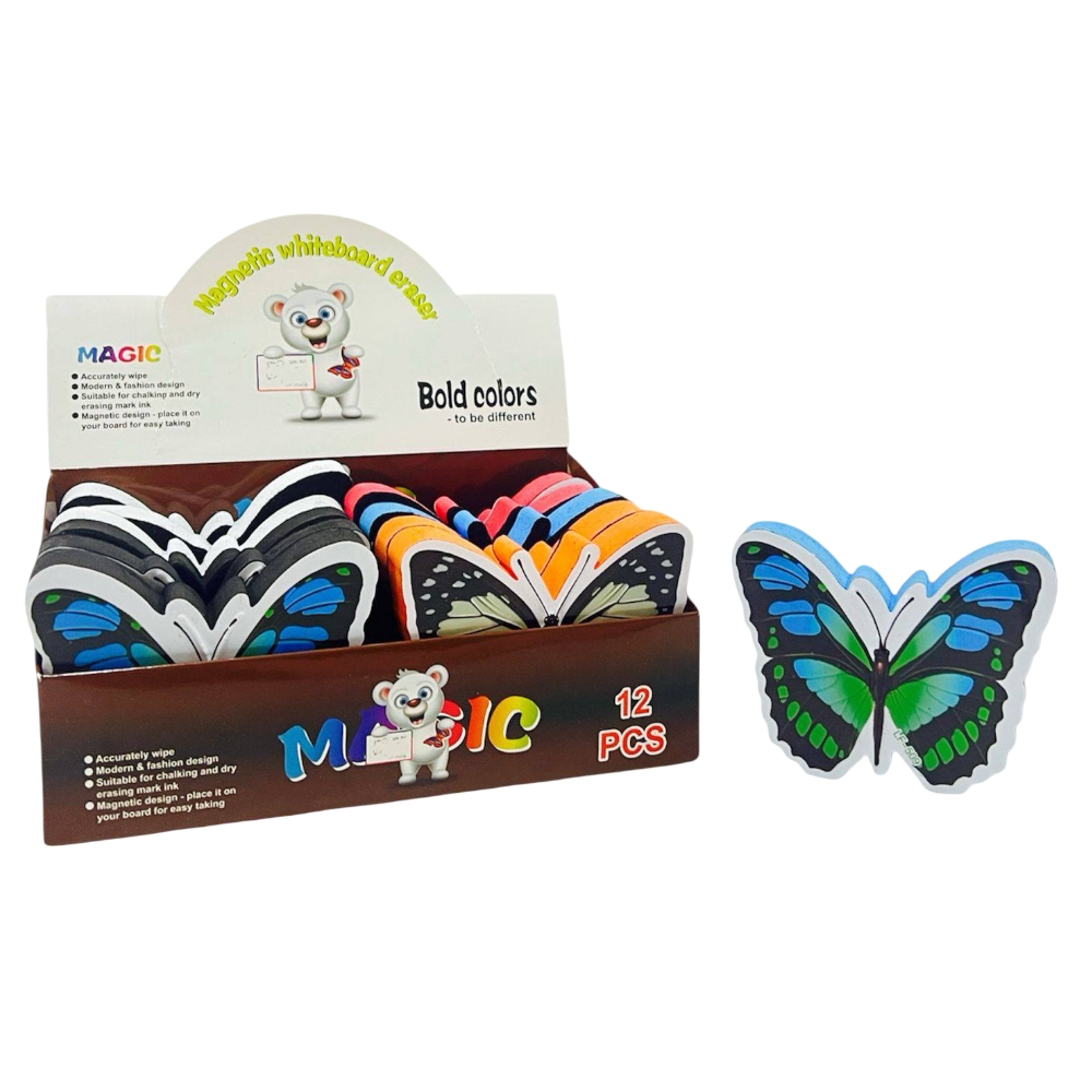 Éponge-gomme magnétique pour tableau en forme papillon