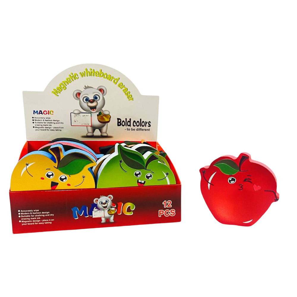 Éponge-gomme magnétique pour tableau en forme pomme
