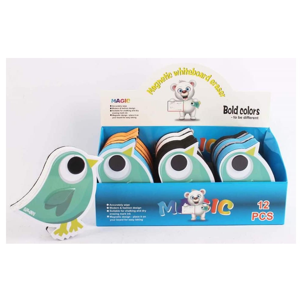 Éponge-gomme magnétique pour tableau sous forme oiseau