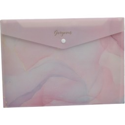 Pochette A4 brillante avec bouton, motif marbre