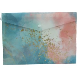 Pochette A4 brillante avec bouton, motif marbre