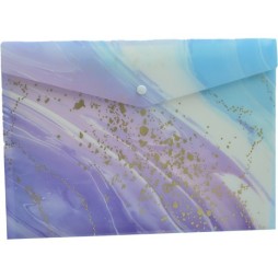 Pochette A4 brillante avec bouton, motif marbre