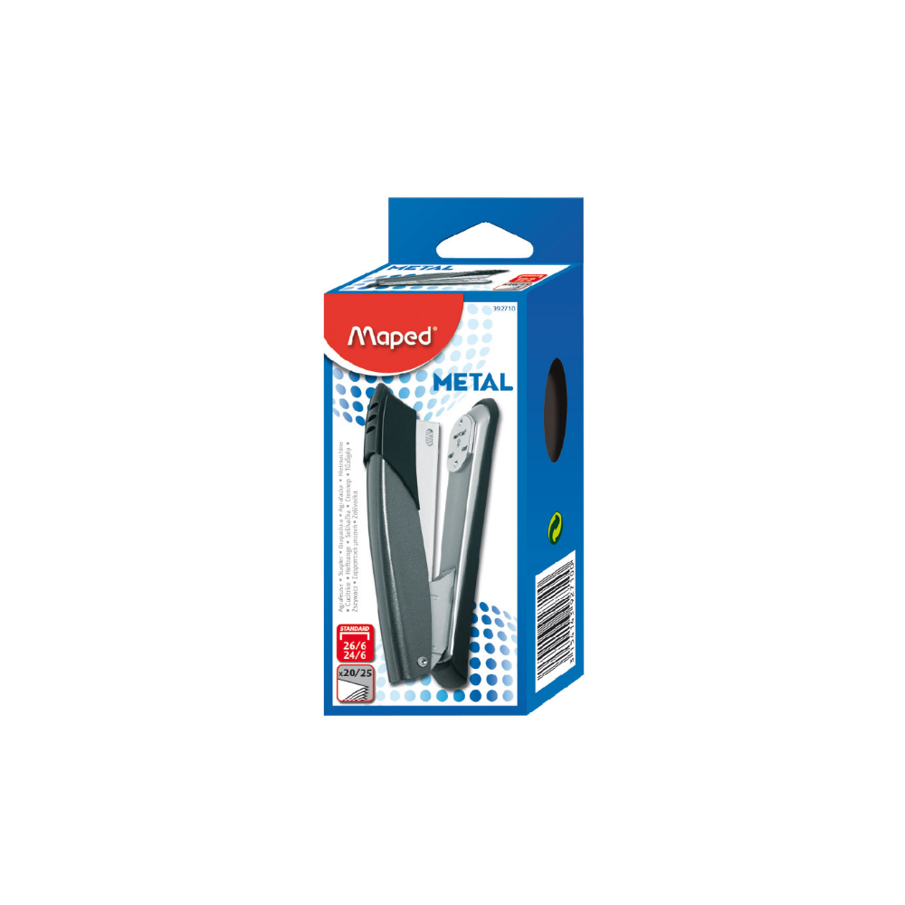 Agrafeuse métallique MAPED 25 pièces, chargeur gris