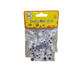 Yeux mobiles 3 tailles ( environ 110 pièces )-noir et blanc