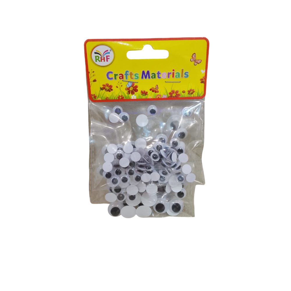 Yeux mobiles 3 tailles ( environ 110 pièces )-noir et blanc