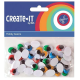 Yeux mobiles colorés avec cils, 40 pièces.