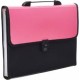 Pochette extensible pour classeurs en plastique avec poignée, rose et noire