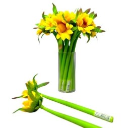 Stylo gel tournesol - Stylo gel en silicone - Pointe de 0,5 mm pour une écriture fluide