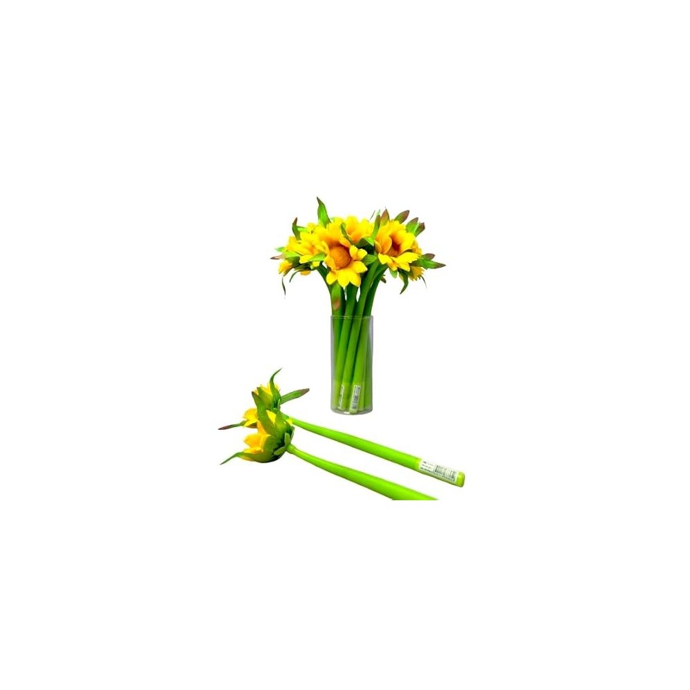 Stylo gel tournesol - Stylo gel en silicone - Pointe de 0,5 mm pour une écriture fluide