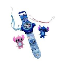 Montre De Projection Pour Enfants Stitch Avec 2 Porte-Clés