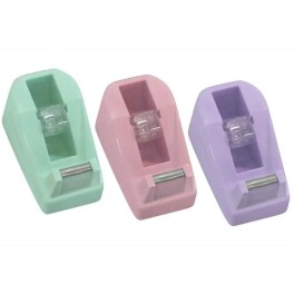 Mini distributeur de ruban adhésif avec coupe-colle en plastique pour petits rouleaux.