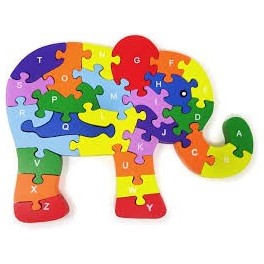 Puzzle Honbay en bois coloré en forme d'éléphant pour enfants de 3 à 7 ans (lettres et chiffres)