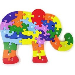 Puzzle Honbay en bois coloré en forme d'éléphant pour enfants de 3 à 7 ans (lettres et chiffres)