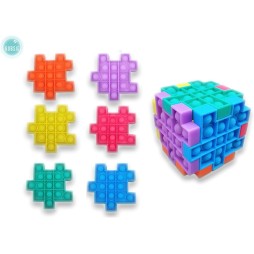 Lot de 6 cubes en silicone à bulles à presser, jouet sensoriel anti-stress et anti-anxiété