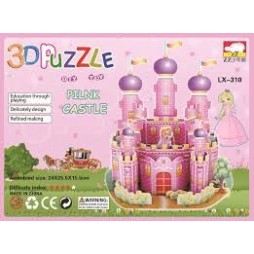 Puzzle 3D Château Rose Pour Enfants, Feuille De Montage, Objet De Décoration Attractif