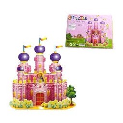 Puzzle 3D Château Rose Pour Enfants, Feuille De Montage, Objet De Décoration Attractif