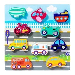 PUZZLE EN BOIS COLORÉ PREMIERS PUZZLES ÉDUCATIFS MOTIFS VARIÉS