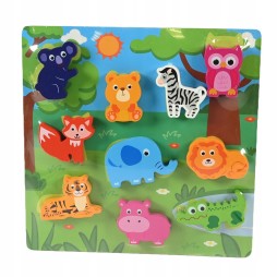 PUZZLE EN BOIS COLORÉ PREMIERS PUZZLES ÉDUCATIFS MOTIFS VARIÉS