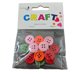 14 boutons ronds de couleurs assorties