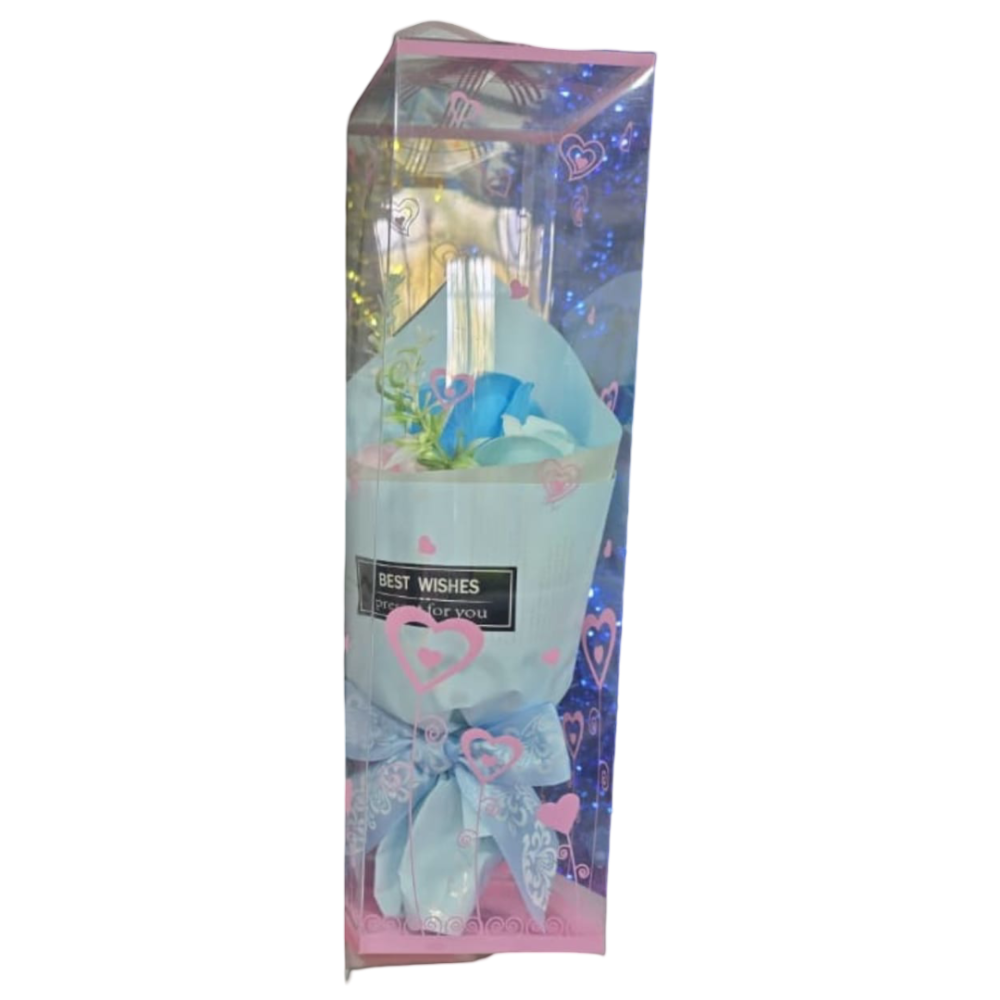 Bouquet artificiel de roses dans une boîte cadeau
